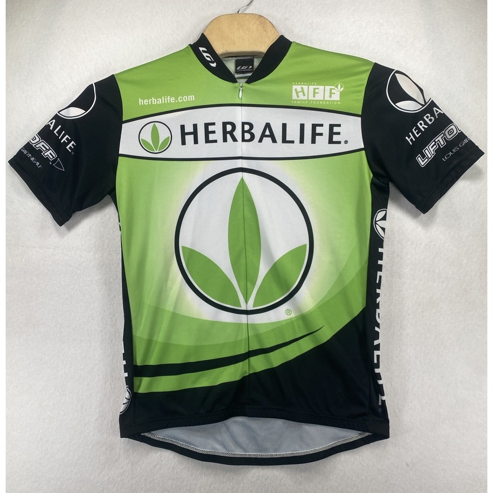 Cycling Jersey Shirt Mens Green Black Herbalife Zip Short Sleeve Sz XL C38